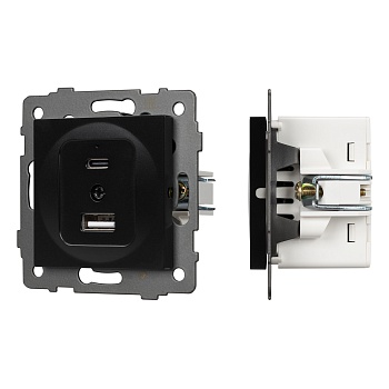 Механизм USB розетки SCT-MUAC-PL-BK-V (5V, 3A, QC4) (Arlight, -)