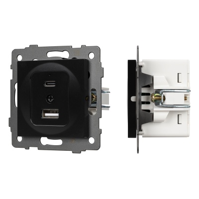 Механизм USB розетки SCT-MUAC-PL-BK-V (5V, 3A, QC4) (Arlight, -)