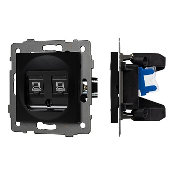 Механизм компьютерной розетки двойной SCT-MPC2-PL-BK-V (RJ-45, CAT6) (Arlight, -)