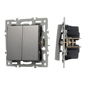Механизм выключателя двухклавишный проходной SWT-MKP2-PL-GR (250V, 16A) (Arlight, -)