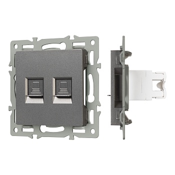 Механизм компьютерной розетки двойной SCT-MPC2-PL-GR (RJ-45, CAT6) (Arlight, -)