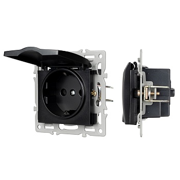 Механизм розетки влагозащищённый SCT-MCP-PL-BK (250V, 16A) (Arlight, -)