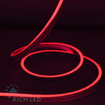 Светодиодный Гибкий Неон Rich LED, односторонний, красный, кратность резки 1 метр,  размер 8*16 мм, 220 В, 50 м