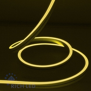 Светодиодный Гибкий Неон Rich LED, односторонний, желтый, кратность резки 1 метр,  размер 8*16 мм, 220 В, 50 м
