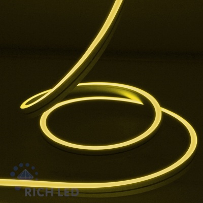 Светодиодный Гибкий Неон Rich LED, односторонний, желтый, кратность резки 1 метр,  размер 8*16 мм, 220 В, 50 м