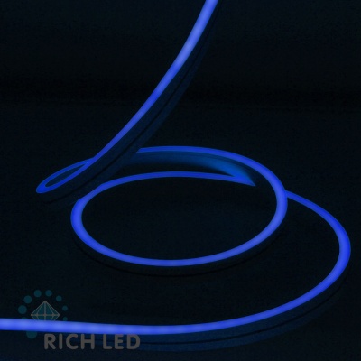 Светодиодный Гибкий Неон Rich LED, односторонний, синий, кратность резки 1 метр,  размер 8*16 мм, 220 В, 50 м