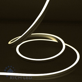Светодиодный Гибкий Неон Rich LED, односторонний, теплый белый, кратность резки 1 метр,  размер 8*16 мм, 220 В, 50 м
