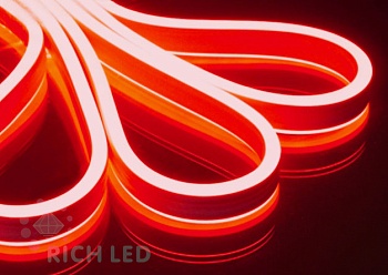 Светодиодный Гибкий Неон Rich LED, двухсторонний, красный, кратность резки 1 метр,  размер 8*16 мм, 220 В, 50 м