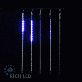 Светодиодные тающие сосульки Rich LED, витая форма, комплект 10 шт. по 50 см, RGB, 12 B, соединяемый.