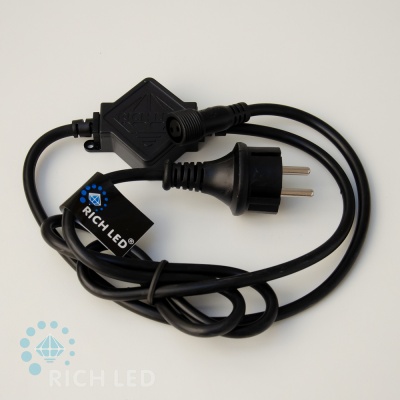 Блок питания универсальный для статичных и флэш изделий Rich LED. 2А. Для соединения до 10 шт., провод черный, 220 В.
