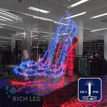 Светодиодная гирлянда Rich LED 10 м, 100 LED, 220 В, соединяемая, мерцающая, синяя, прозрачный провод,