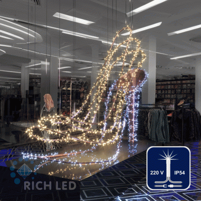 Светодиодная гирлянда Rich LED 10 м, 100 LED, 220 В, соединяемая, мерцающая, теплая белая, прозрачный провод,