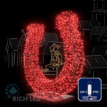 Светодиодная гирлянда Rich LED 10 м, 100 LED, 220 В, соединяемая, влагозащитный колпачок, красная, прозрачный провод,