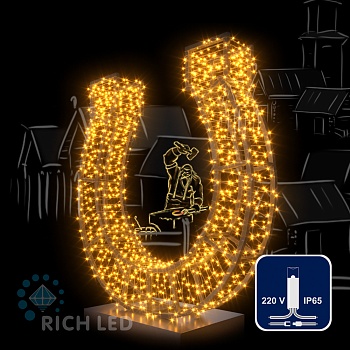 Светодиодная гирлянда Rich LED 10 м, 100 LED, 220 В, соединяемая, влагозащитный колпачок, желтая, прозрачный провод,