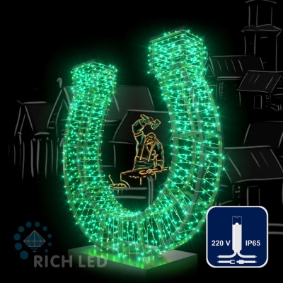 Светодиодная гирлянда Rich LED 10 м, 100 LED, 220 В, соединяемая, влагозащитный колпачок, зеленая, белый провод,