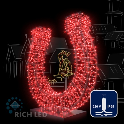 Светодиодная гирлянда Rich LED 10 м, 100 LED, 220 В, соединяемая, влагозащитный колпачок, красная, белый провод,