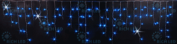 Светодиодная бахрома Rich LED, 3*0.5 м, синяя, мерцающая, прозрачный провод,