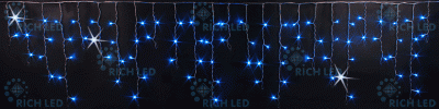 Светодиодная бахрома Rich LED, 3*0.5 м, синяя, мерцающая, прозрачный провод,