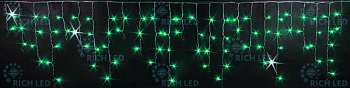 Светодиодная бахрома Rich LED, 3*0.5 м, зеленая, мерцающая, прозрачный провод,