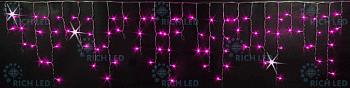Светодиодная бахрома Rich LED, 3*0.5 м, розовая, мерцающая, прозрачный провод,