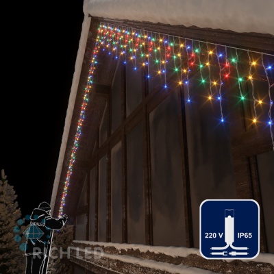 Светодиодная бахрома Rich LED, 3*0.5 м, мульти, белый резиновый провод,