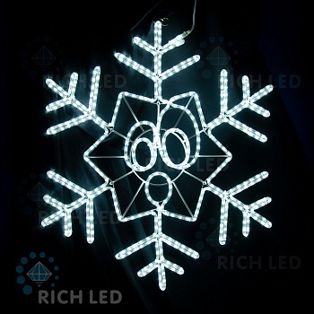 Снежинка-смайлик Rich LED 103 см удивленная, светодиодная, белая