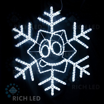 Снежинка-смайлик Rich LED 103 см с языком, светодиодная, белая