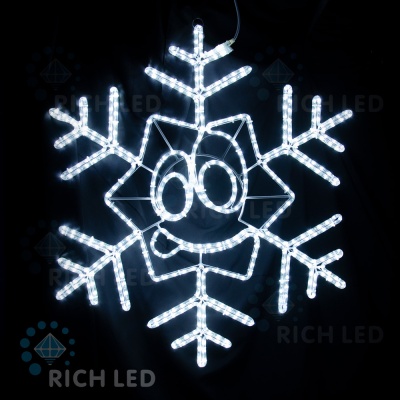 Снежинка-смайлик Rich LED 103 см с языком, светодиодная, белая