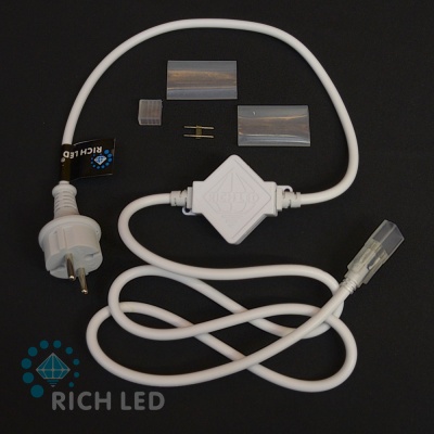 Комплект подключения для двухстороннего неона (RL-FX816D-120-220V), до 50 метров, белый провод