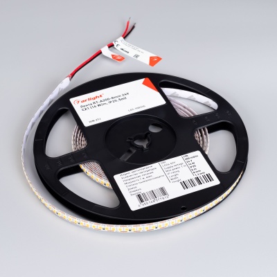 Светодиодная лента RT-A200-8mm 24V Warm3500-CX1 (16 W/m, IP20, 5m) (Arlight, резка 1 светодиод)
