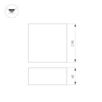 Светильник DL-GRIGLIATO-S90x90-12W Warm3000 (BK, 90 deg, 230) (Arlight, IP40 Металл, 3 года)