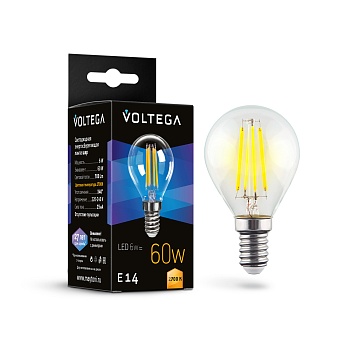 Светодиодная лампа 6W 2700K E14 Voltega Crystal Globe 7212