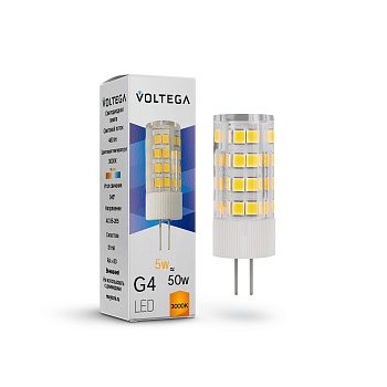 Лампа светодиодная G4 5W, 460 Lm, 3000K, 220V IP20 Voltega Capsule G4 7183