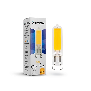 Лампа светодиодная G9 5W, 400 Lm, 3000K, 220V IP20 Voltega Capsule G9 7181