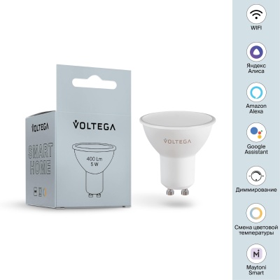 Светодиодная диммируемая лампа Wi-Fi Voltega GU10 5W 2700-6500K VG 2425