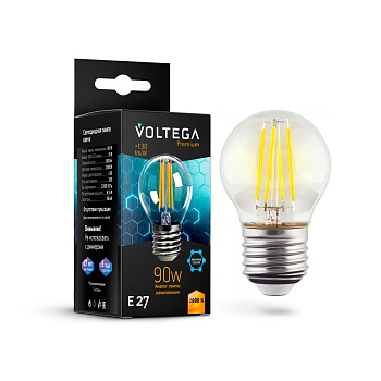 Филаментная лампа Voltega Globe E27 9W 2800K Graphene 7138