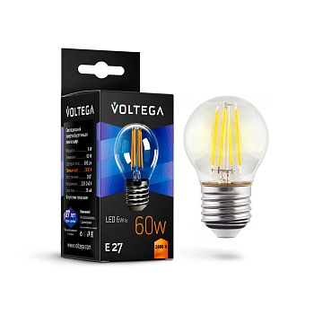 Филаментная лампа Voltega Globe E27 6W 2800K 7023