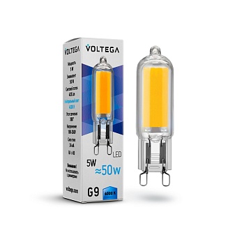 Лампа филаментная, G9, 5Вт, 420Lm, Ra80, 4000K, 220V, IP20 Voltega Capsule G9 7091