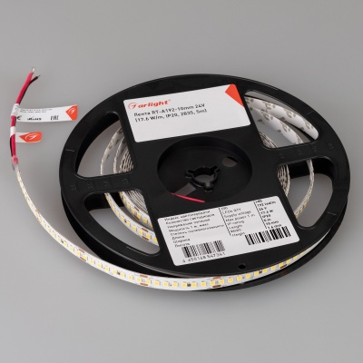 Лента RT-A192-10mm 24V Warm2400 (17.6 W/m, IP20, 2835, 5m) (Arlight, высок.эфф.150 лм/Вт) ARLIGHT Арт. 055994