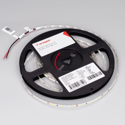 Светодиодная лента RT-A60-5mm 12V White6000 (4.8 W/m, IP20, 2835, 5m) (Arlight, 4.8 Вт/м, IP20)