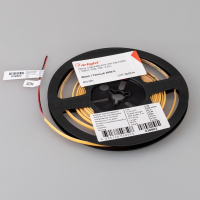 Лента COB-X420-4mm 24V Warm3000 (10 W/m, IP20, CSP, 5m) (Arlight, узкая) ARLIGHT Арт. 040901