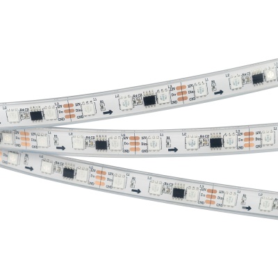 Светодиодная лента герметичная SPI-P-B60-12mm 12V RGB-PX3 (14.4W/m, IP66, 5060, 5m) (Arlight, бегущий огонь)