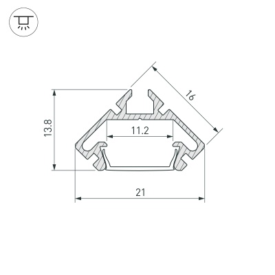 Профиль PDS45-LITE-2000 ANOD (Arlight, Алюминий) 023862 