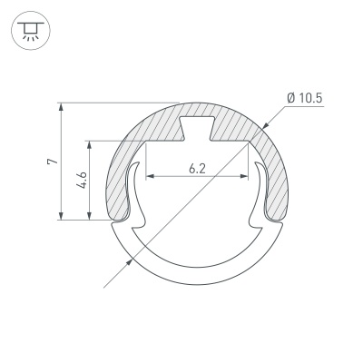 Профиль ROUND-D10.5-2000 ANOD (Arlight, Алюминий) 029088 