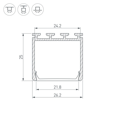 Профиль PLS-LOCK-H25-3000 ANOD Black (Arlight, Алюминий) 044847 