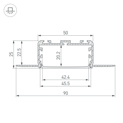 Профиль KLUS-POWER-W50H25-F-HIDE-2000 (Arlight, Алюминий) 028918 