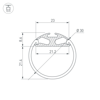 Профиль ROUND-D30-2000 ANOD (Arlight, Алюминий) 023860 