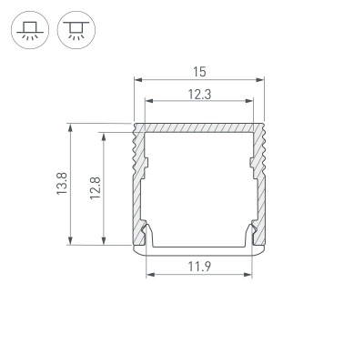Профиль SL-MINI-15-2000 ANOD (Arlight, Алюминий) 049019 
