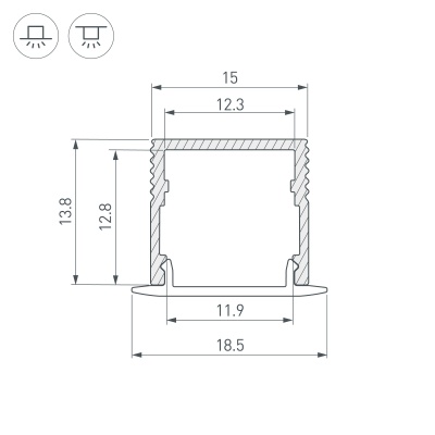 Профиль SL-MINI-15-2000 ANOD (Arlight, Алюминий) 049019 