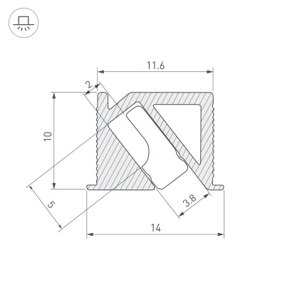 Профиль SL-BEVEL-H10-F14-2000 ANOD BLACK (Arlight, Алюминий) 044084 